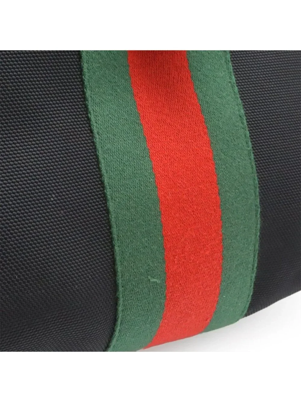 Gucci Band Techno Canvas Web Line Sherry Backpack Leather Black Green